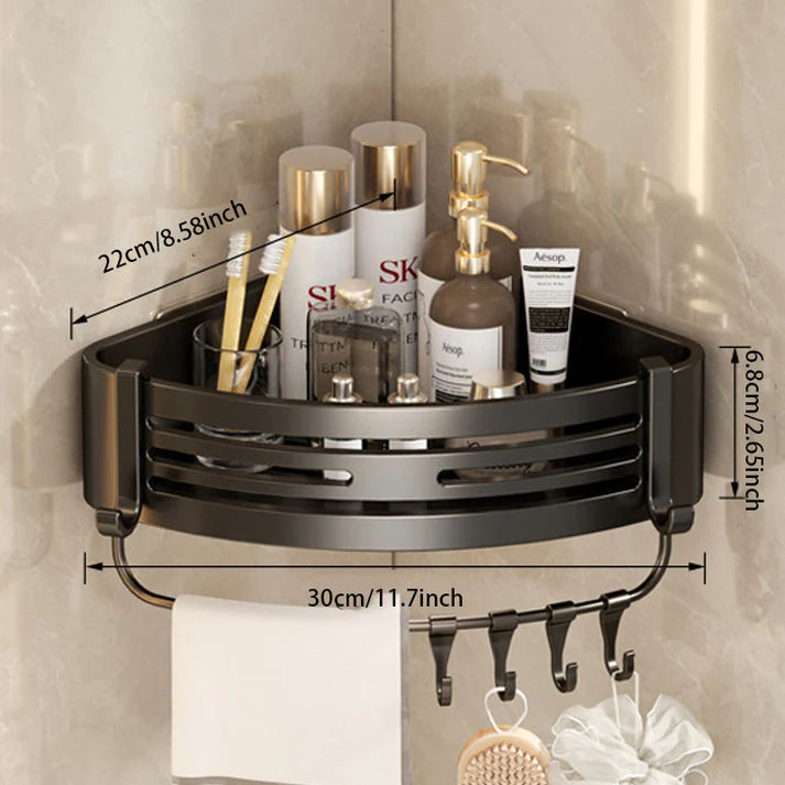 Space Aluminum No-Drill Bathroom Corner Shelf – Quick Drainage & Strong Load-Bearing