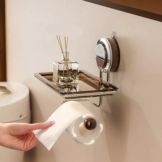 No Drilling Suction Stainless Steel Toilet Paper Holder