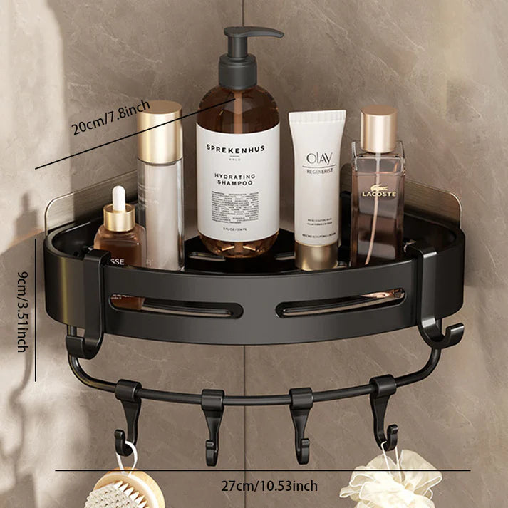Space Aluminum No-Drill Bathroom Corner Shelf – Quick Drainage & Strong Load-Bearing