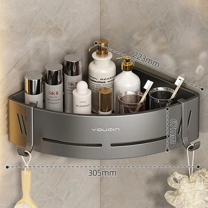 Space Aluminum No-Drill Bathroom Corner Shelf – Quick Drainage & Strong Load-Bearing