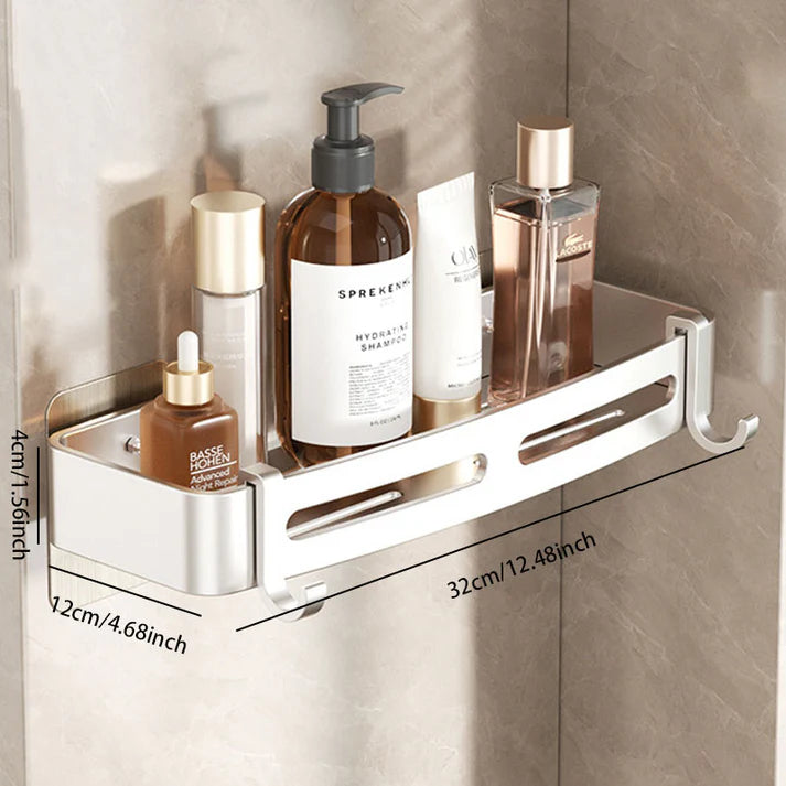 Space Aluminum No-Drill Bathroom Corner Shelf – Quick Drainage & Strong Load-Bearing