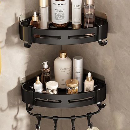 Space Aluminum No-Drill Bathroom Corner Shelf – Quick Drainage & Strong Load-Bearing
