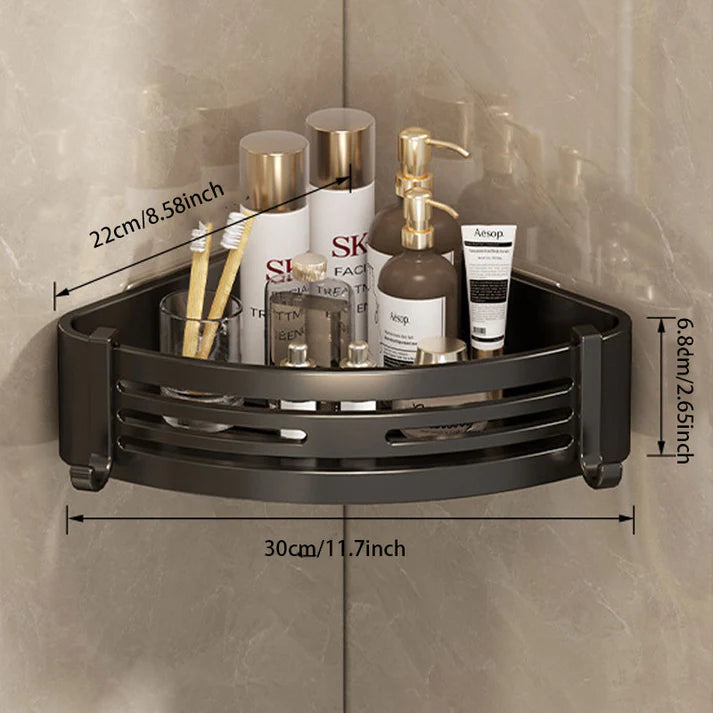 Space Aluminum No-Drill Bathroom Corner Shelf – Quick Drainage & Strong Load-Bearing