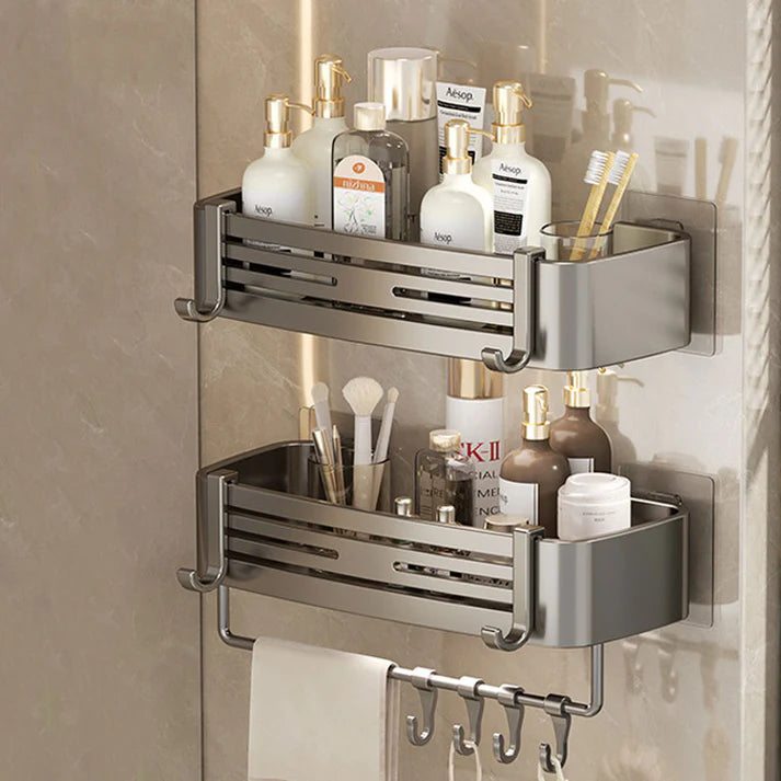 Space Aluminum No-Drill Bathroom Corner Shelf – Quick Drainage & Strong Load-Bearing