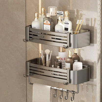 Space Aluminum No-Drill Bathroom Corner Shelf – Quick Drainage & Strong Load-Bearing