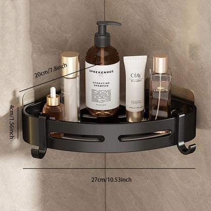 Space Aluminum No-Drill Bathroom Corner Shelf – Quick Drainage & Strong Load-Bearing