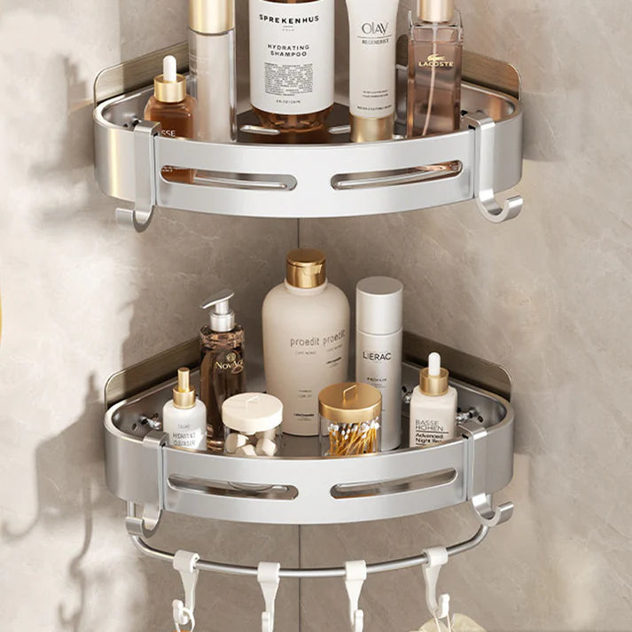 Space Aluminum No-Drill Bathroom Corner Shelf – Quick Drainage & Strong Load-Bearing