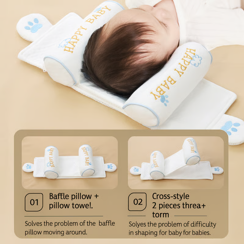 Organic Baby Head-Shaping Pillow – Soft, Safe & Supportive for Newborns 0–12 Months