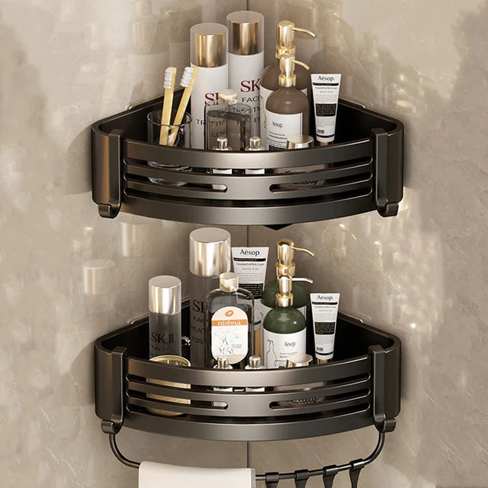 Space Aluminum No-Drill Bathroom Corner Shelf – Quick Drainage & Strong Load-Bearing