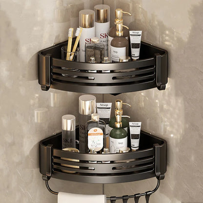 Space Aluminum No-Drill Bathroom Corner Shelf – Quick Drainage & Strong Load-Bearing
