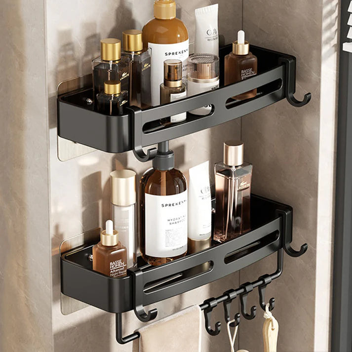Space Aluminum No-Drill Bathroom Corner Shelf – Quick Drainage & Strong Load-Bearing